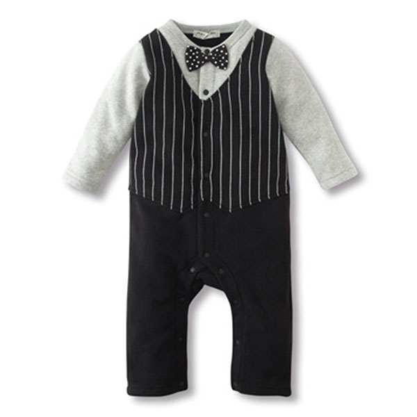 Baby Boy Wedding Formal Party Bow Tie Tuxedo Suit Romper Jumpsuit